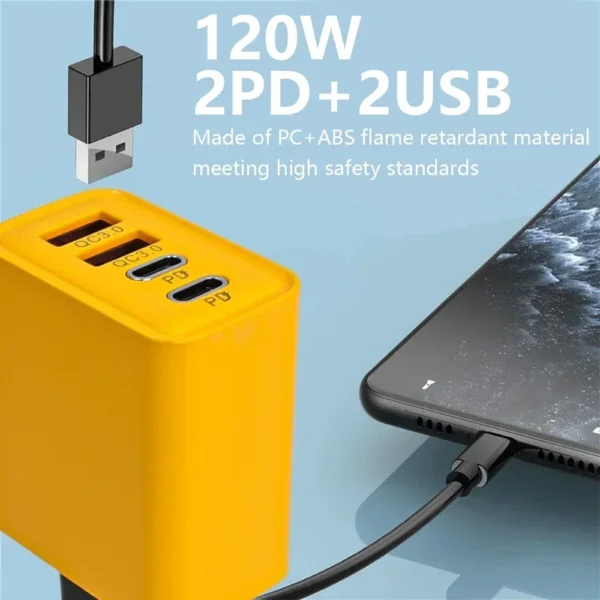 Xiaomi Mijia 120W Caricatore rapido Tipo-C PD Caricatore a ricarica rapida Spina UE/USA Adattatore per caricabatterie USB 3.0 a ricarica rapida per iPhone Samsung - immagine 2