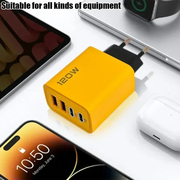 Xiaomi Mijia 120W Caricatore rapido Tipo-C PD Caricatore a ricarica rapida Spina UE/USA Adattatore per caricabatterie USB 3.0 a ricarica rapida per iPhone Samsung - immagine 4
