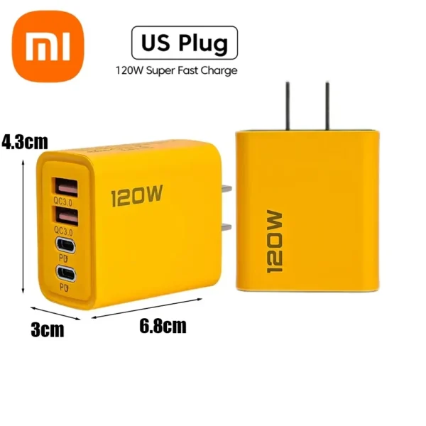 Xiaomi Mijia 120W Caricatore rapido Tipo-C PD Caricatore a ricarica rapida Spina UE/USA Adattatore per caricabatterie USB 3.0 a ricarica rapida per iPhone Samsung - immagine 6
